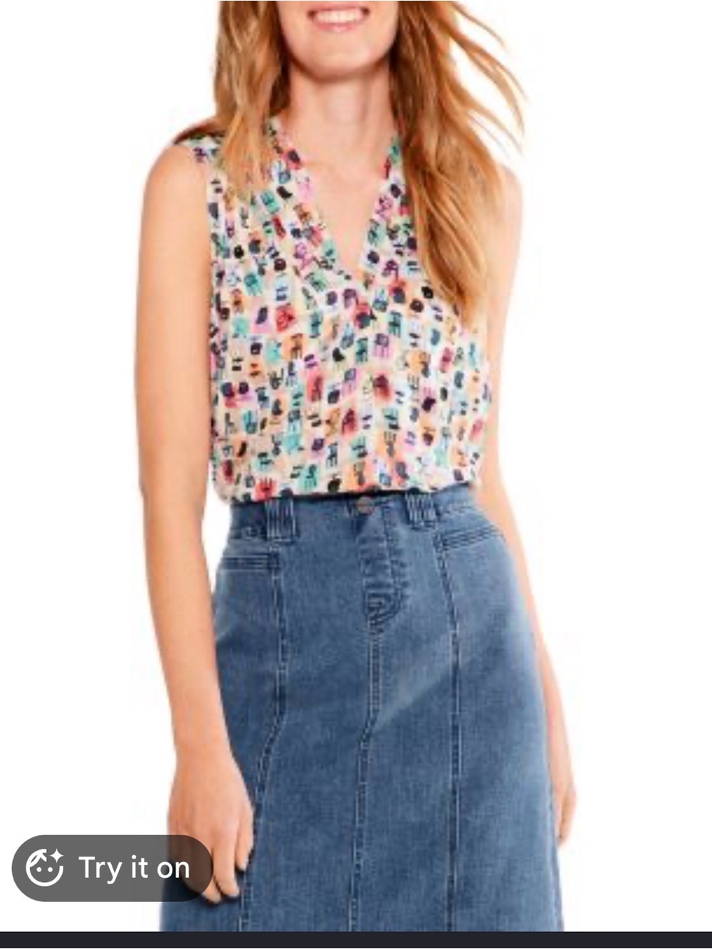 NIC+ZOE "Have A Seat" printed v-neck sleeveless tank top